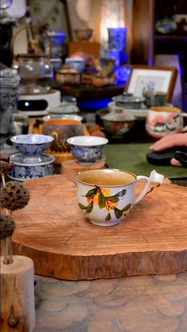 杯子陶 桂花景德镇手工手绘