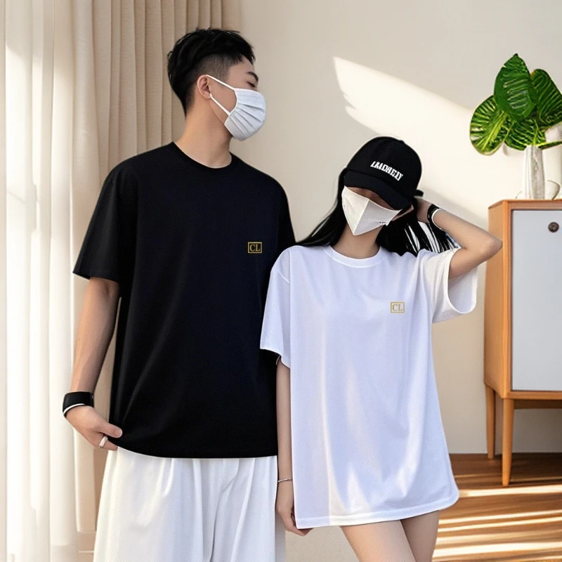 情侣休闲男女夏季透气宽松纯棉短袖男士t恤圆领半袖男装