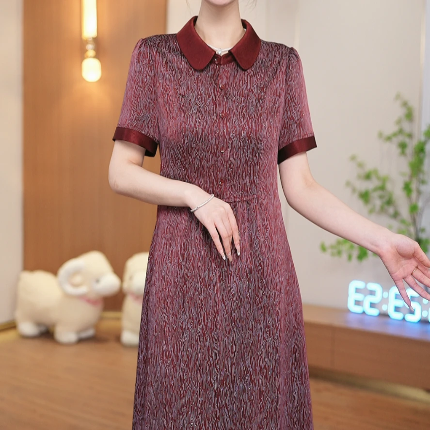 GC【视频专享】桑蚕丝裙子女夏季2025新款连衣裙真丝国风中式显瘦