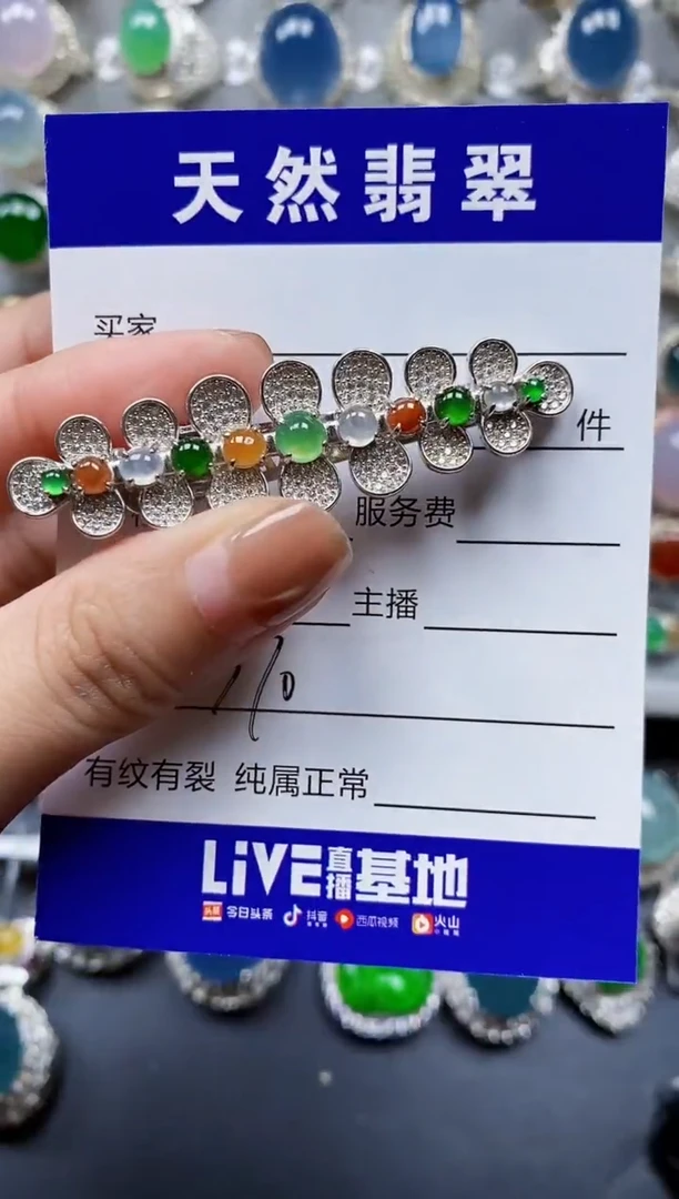 翡翠银S925镶嵌颈饰0370