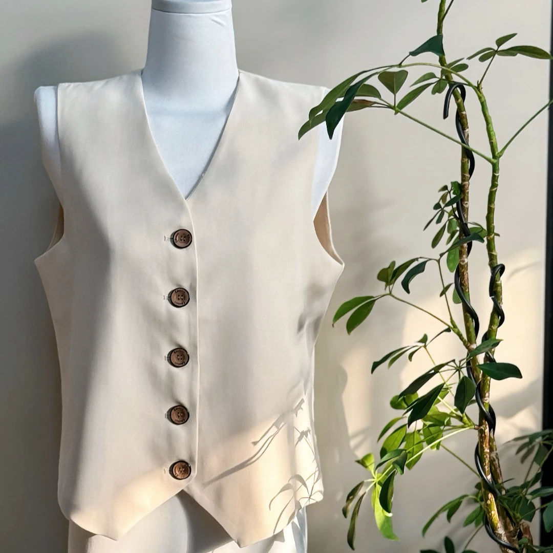 老钱风西装马甲女小背心新款修身外搭叠穿女款坎肩短款马夹