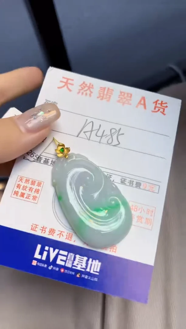 颈饰18K金镶嵌翡翠天然缅甸A货翡翠百元以上9元证书费自理