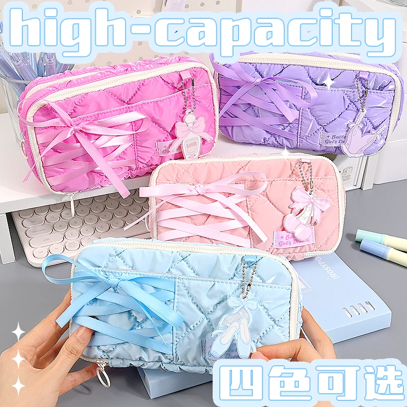 F2556【一单到手4个】多功能可拆大容量手提撞色透明多层学生笔袋