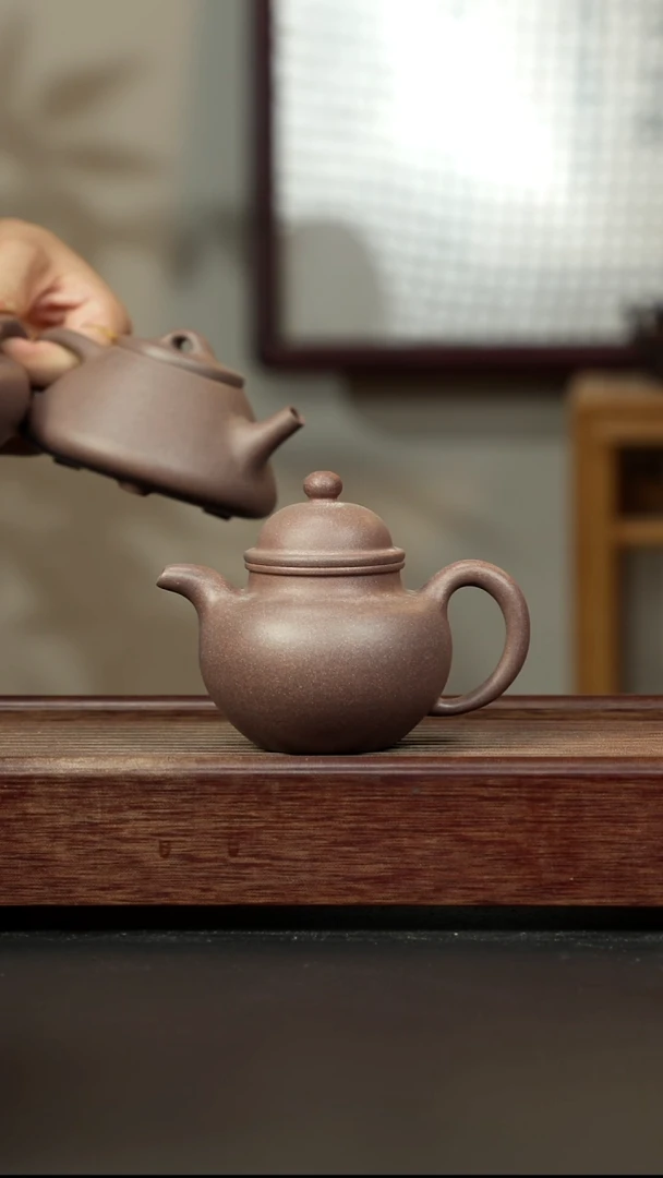 紫砂茶壶桃花泥紫色掇球