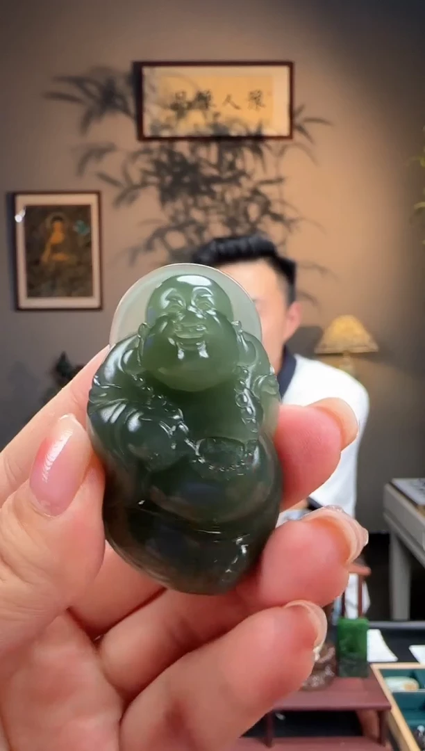 未镶嵌和田玉挂件吊坠弥勒佛k64