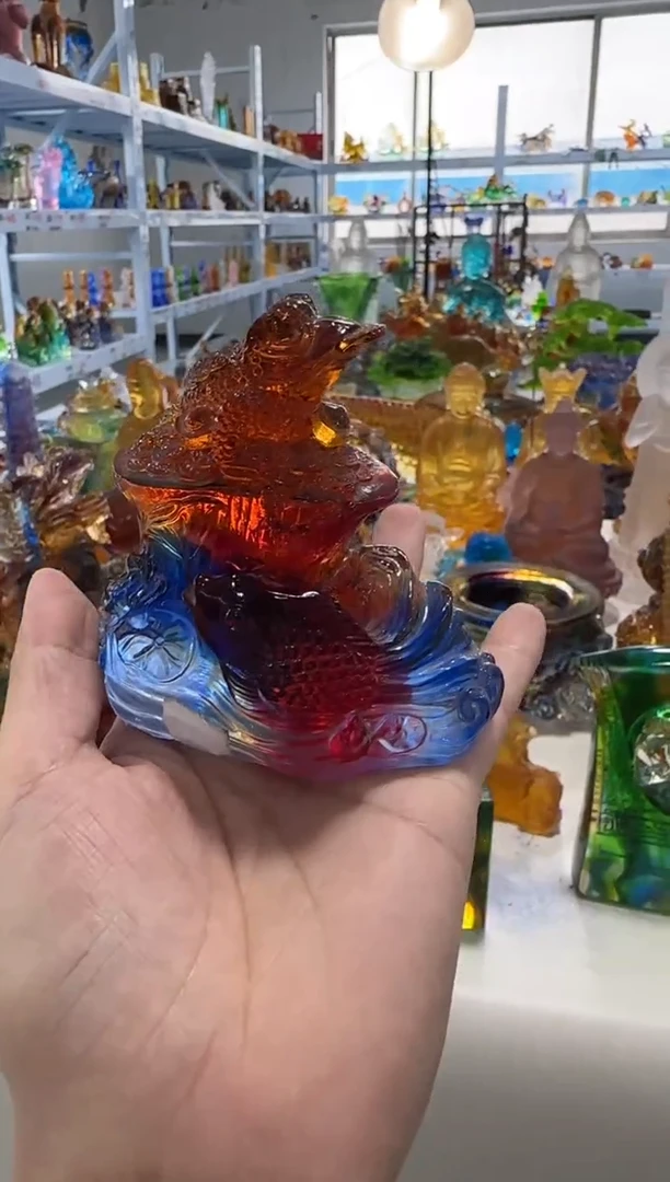 手工艺品琉璃304红色金蟾  微瑕作品  不退不换  介意勿拍