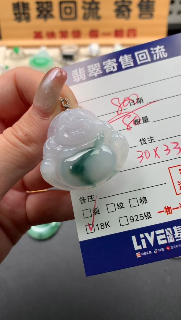 翡翠18K金镶嵌颈饰10142401