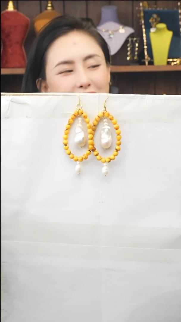 琥珀未镶嵌耳饰多样性发一