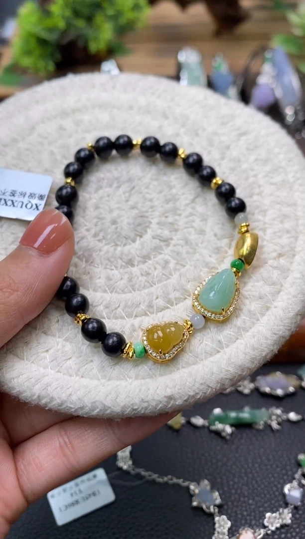 颈饰银S925镶嵌翡翠净货15839