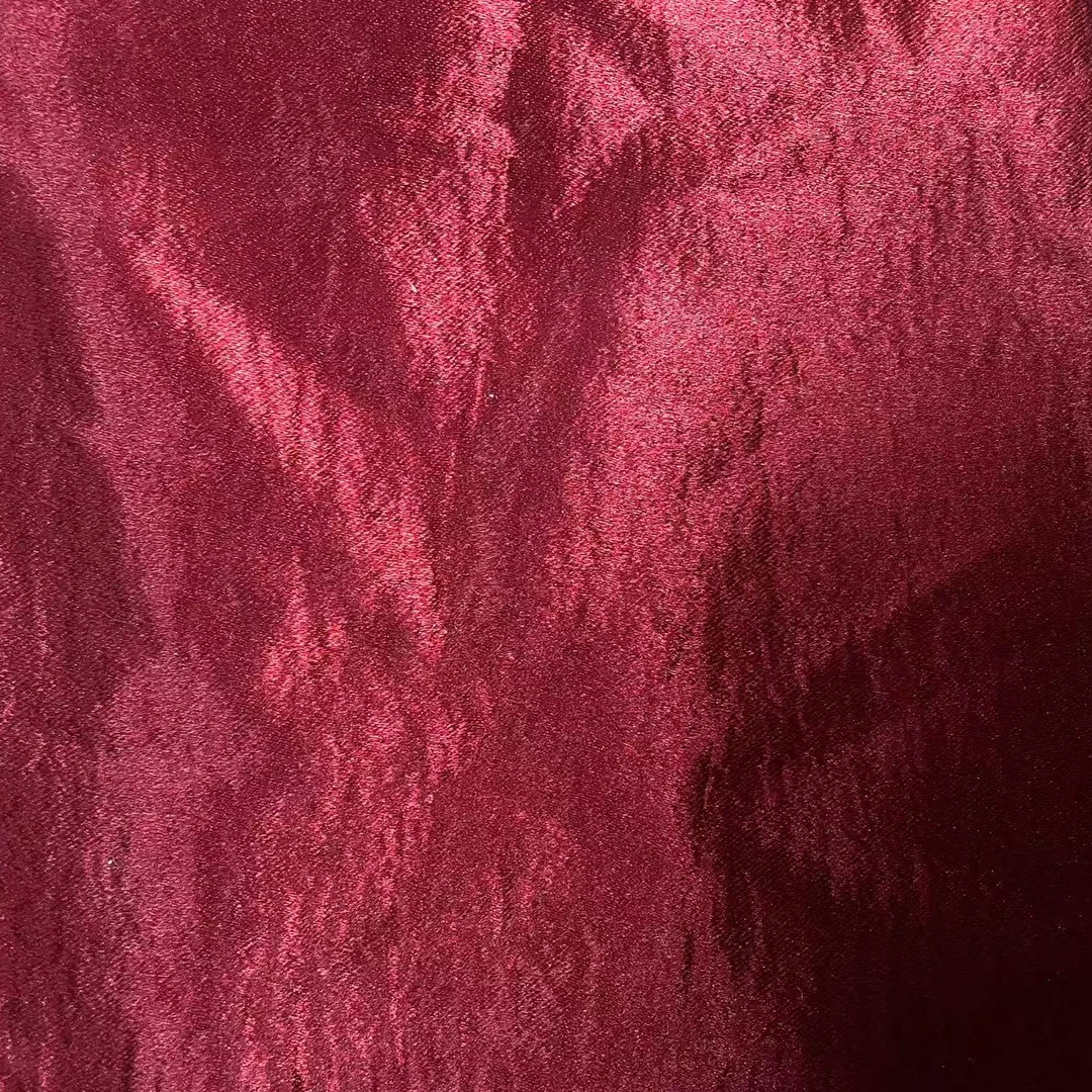 酒红色缎面弹力醋酸时尚面料（不支持7天无理由）