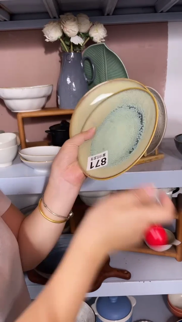瓷微瑕（2个装）绿色碟子