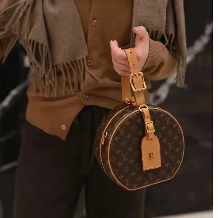 95新 LouisVuitton/路易威登 小花Jerry活动硬圆饼 中号 老花