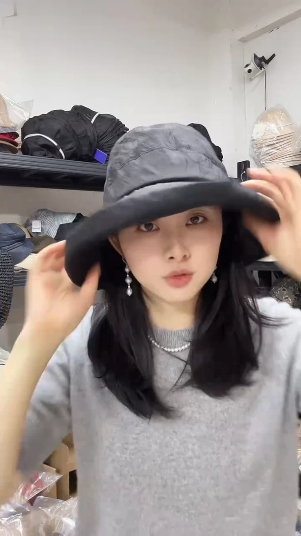 桑蚕丝大帽檐日系渔夫帽