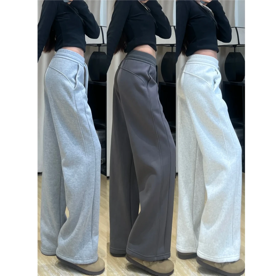 美式运动裤女春夏2025新款宽松显瘦直筒高街阔腿裤休闲卫裤子女生