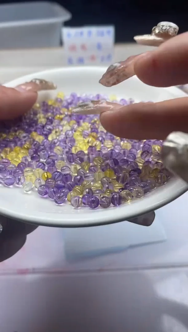 【闪购商品】水晶颈饰未镶嵌w2741紫黄晶4mm*30颗