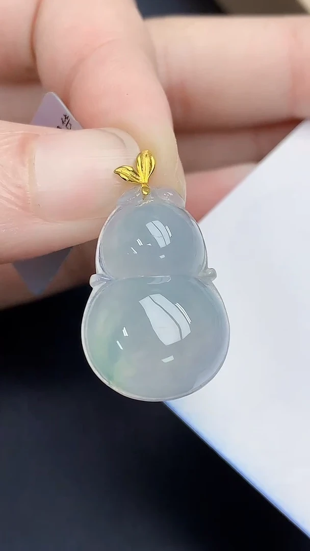 颈饰18K金镶嵌翡翠天然缅甸A货百元以上9元证书费自理