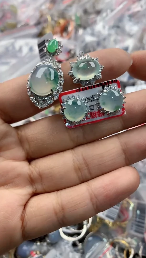 银S925镶嵌戒指翡翠444              8