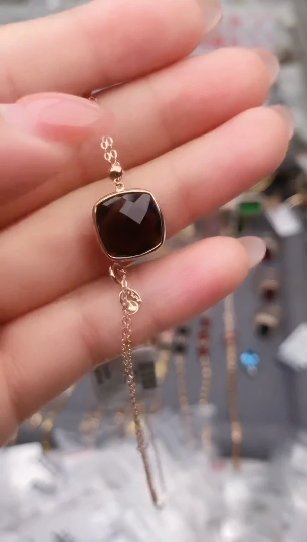 颈饰18K金镶嵌烟晶--专柜--