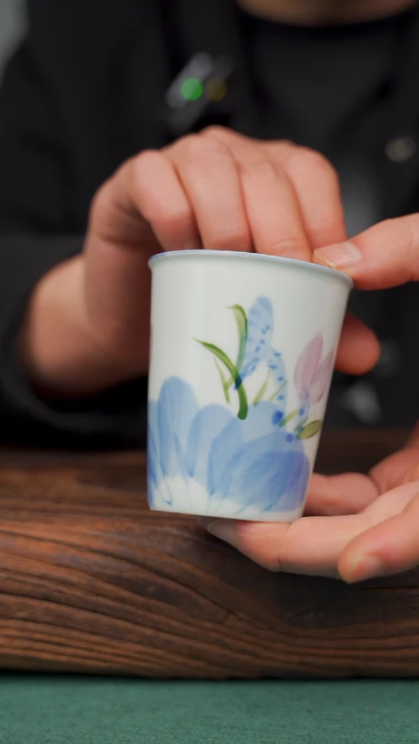 瓷片18寻一缕瓷香杯釉下手工手绘瓷器