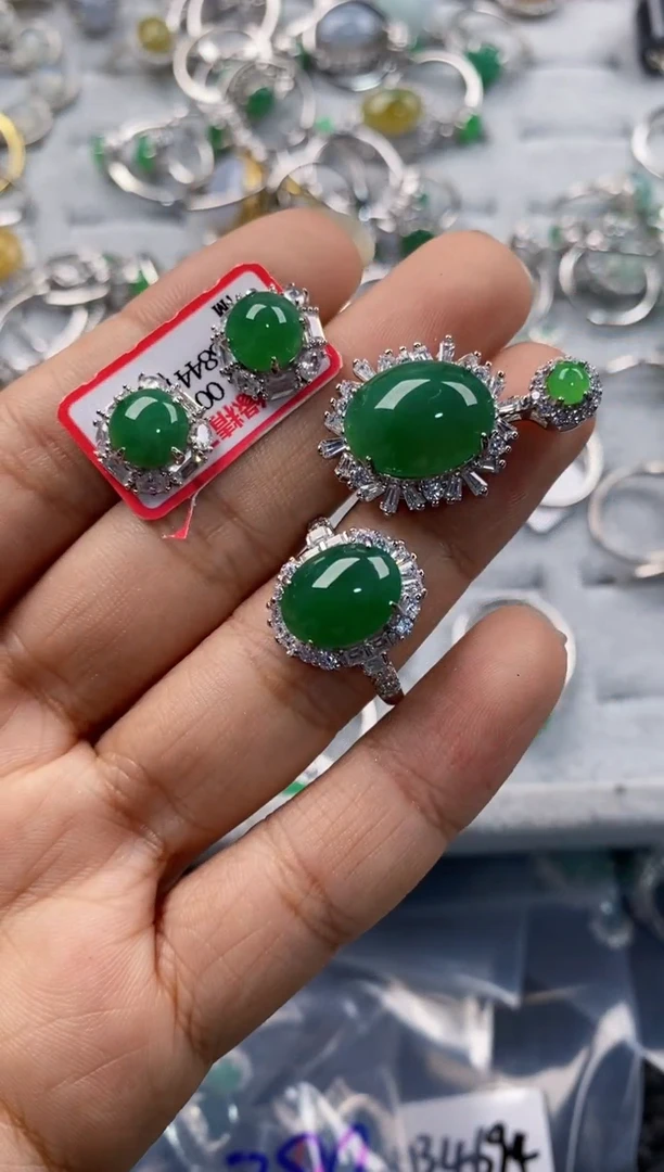 银S925镶嵌戒指翡翠333---4