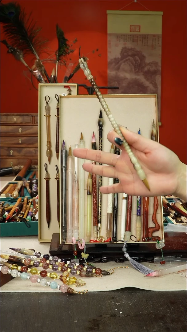 212号闪孤品高货毛笔链接 清水试笔 蘸墨不退