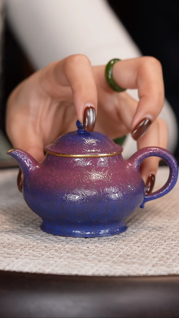 茶壶紫砂【沈建康】桃花泥潘壶   130CC