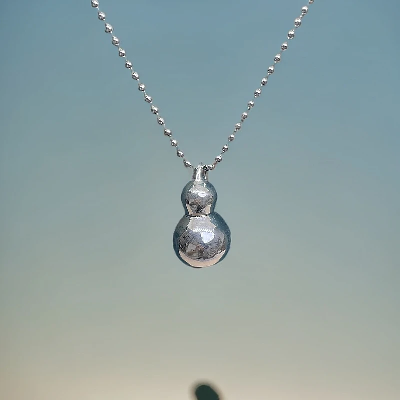 坠链均足银 四宝银饰足银葫芦坠链气质轻奢时尚百搭简约精致精美