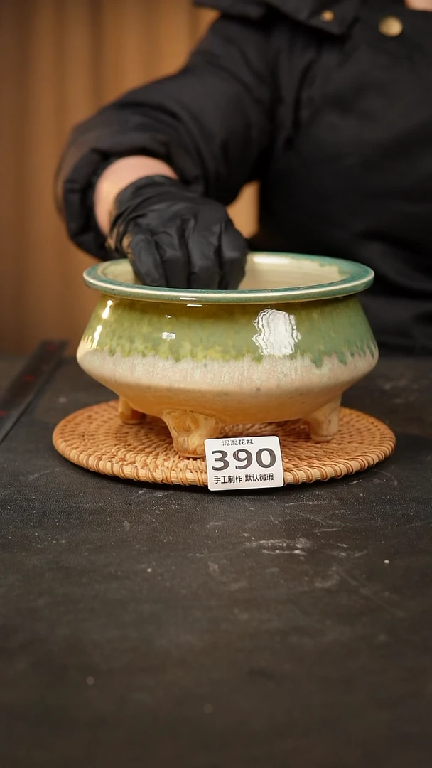【闪购商品】瓷片390泥泥手工花盆口13高10
