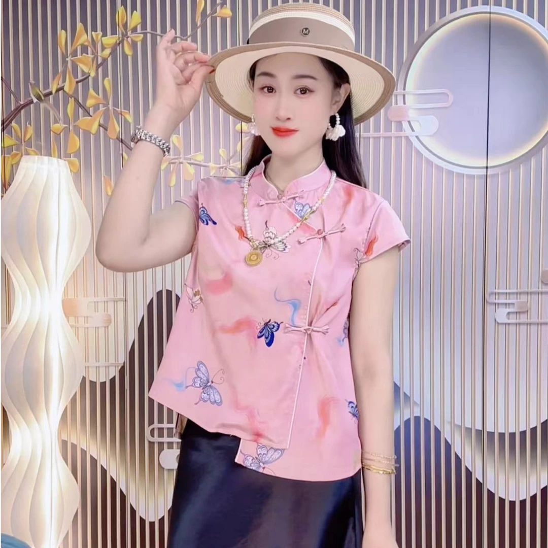 【国色天香】新中式夏季宽松显瘦冰凉马夹民族风中国风人丝提花复古