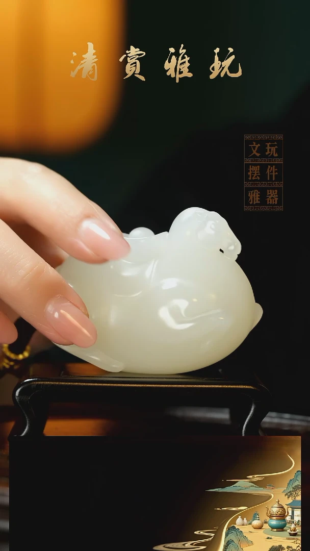 玉《马上有钱》手把件摆件