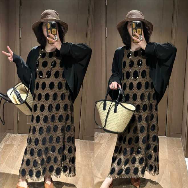 YDFSTUDIO小众【春雾纱】早春法式高品手工蕾丝设计连衣裙+披肩外套