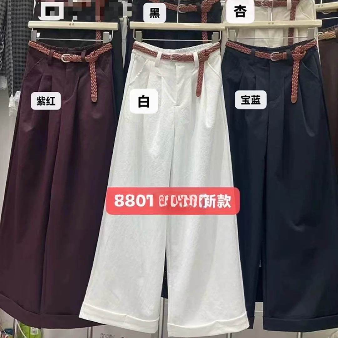 GH  2025秋季女士时尚百搭纯色系阔腿休闲裤  8801
