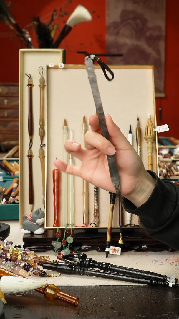 15号孤品高货毛笔链接 清水试笔 蘸墨不退