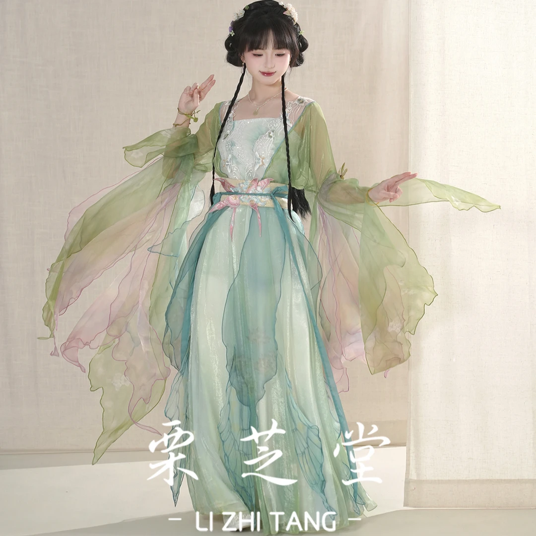 上新| 栗芝堂原创【绿芜蝶】齐腰裙重工刺绣大袖襦汉服套装