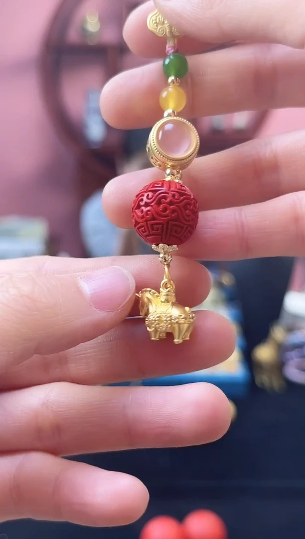 非遗  雕漆 大漆 吊坠 小马