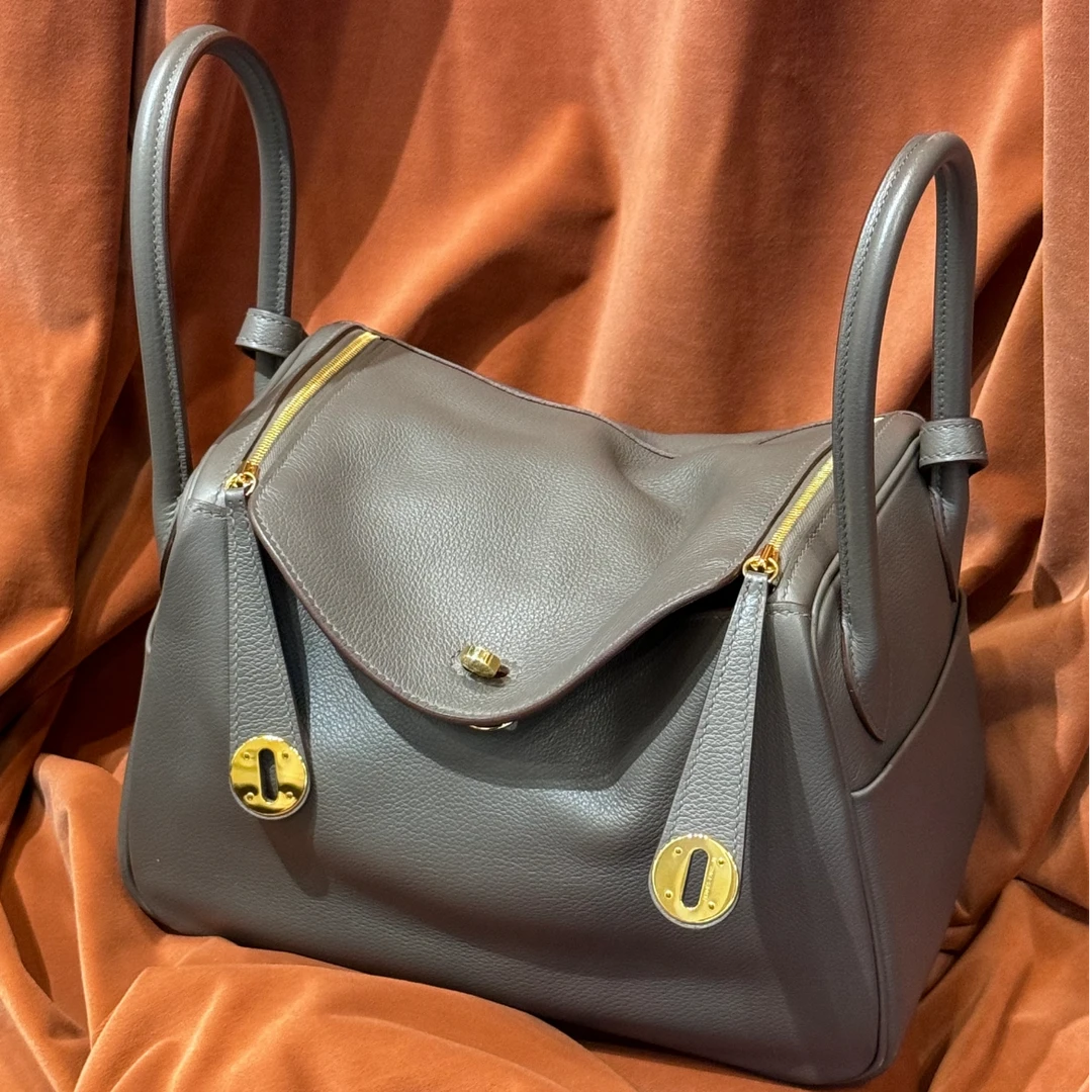 99新 Hermes/爱马仕 爱马仕lindy34锡器灰金扣N单肩包9372072
