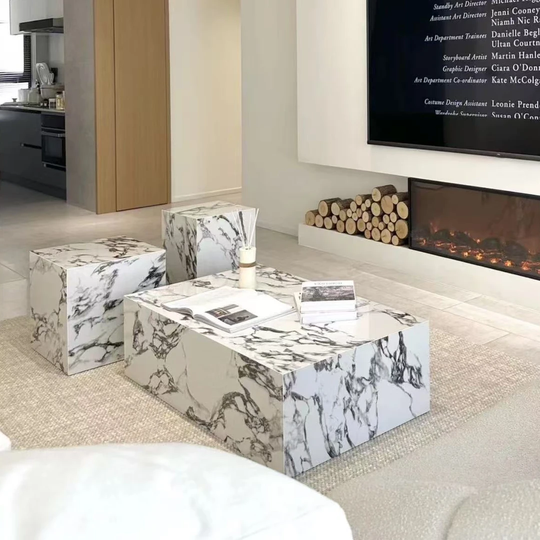 轻奢客厅岩板意式现代简约长方形设计师款网红宝格丽法式茶几抽屉