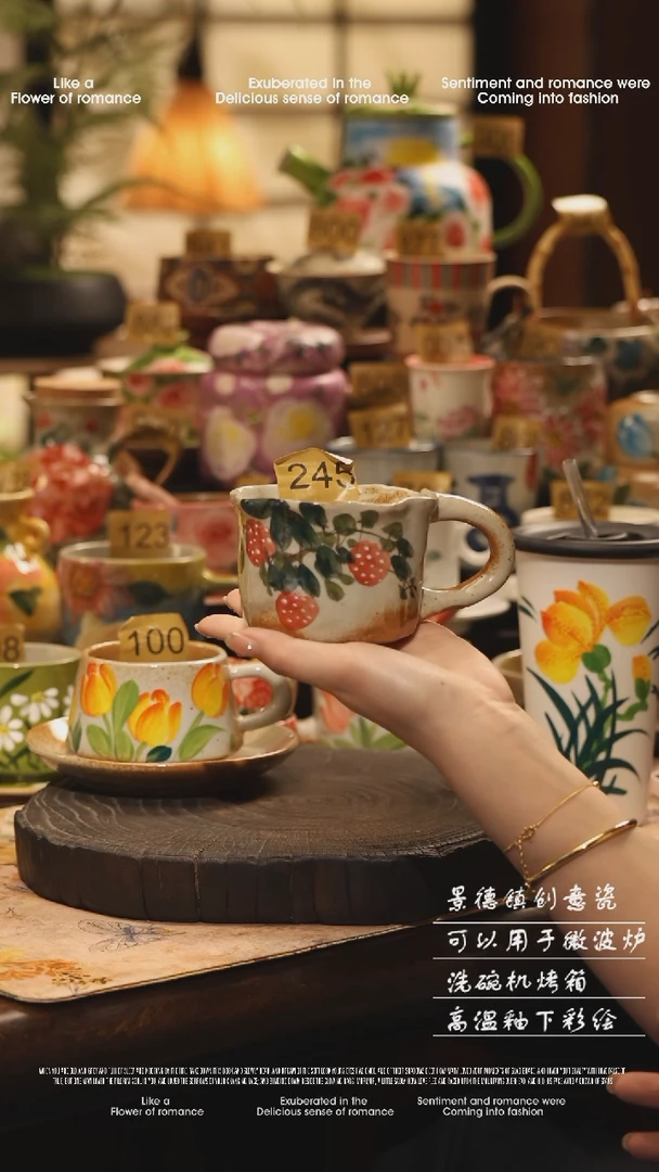 陶瓷景德镇高温釉下彩绘设计师款式