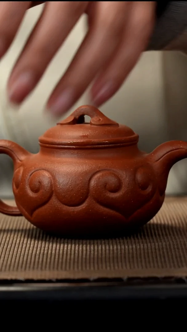 紫砂茶盏绝红降坡如意仿古170CC