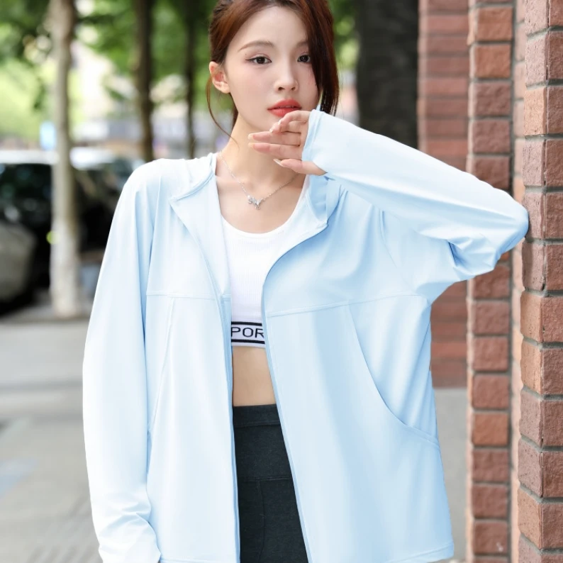 连帽宽松防晒服upf50+长袖薄款遮阳骑行休闲女士夏季户外运动上衣
