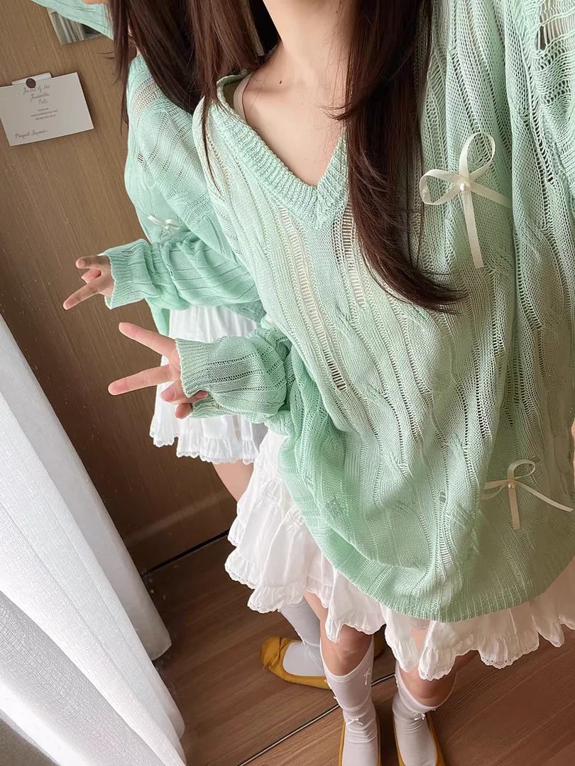 （淘陶）时尚百搭网红气质休闲针织女装毛衣纯色女士简约