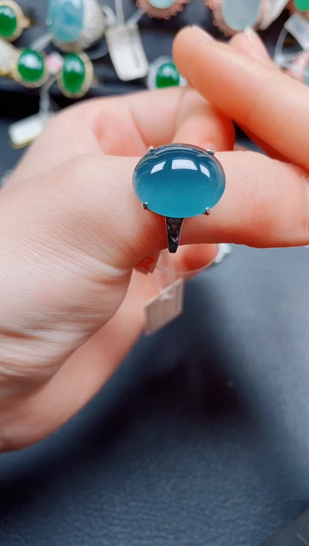 银S925镶嵌戒指翡翠翡翠