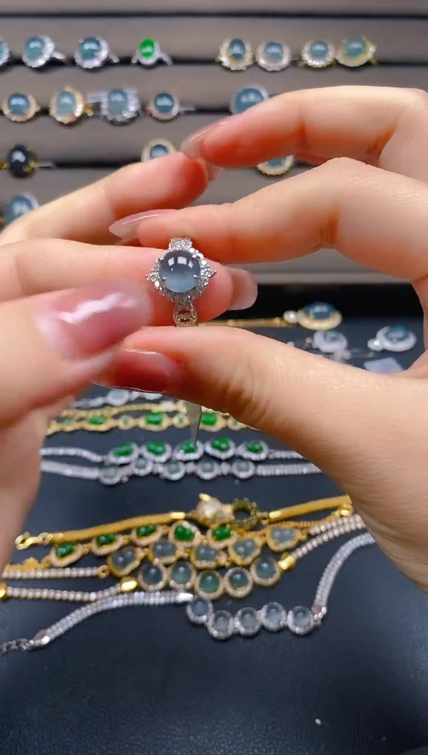 翡翠戒指银S925镶嵌1212