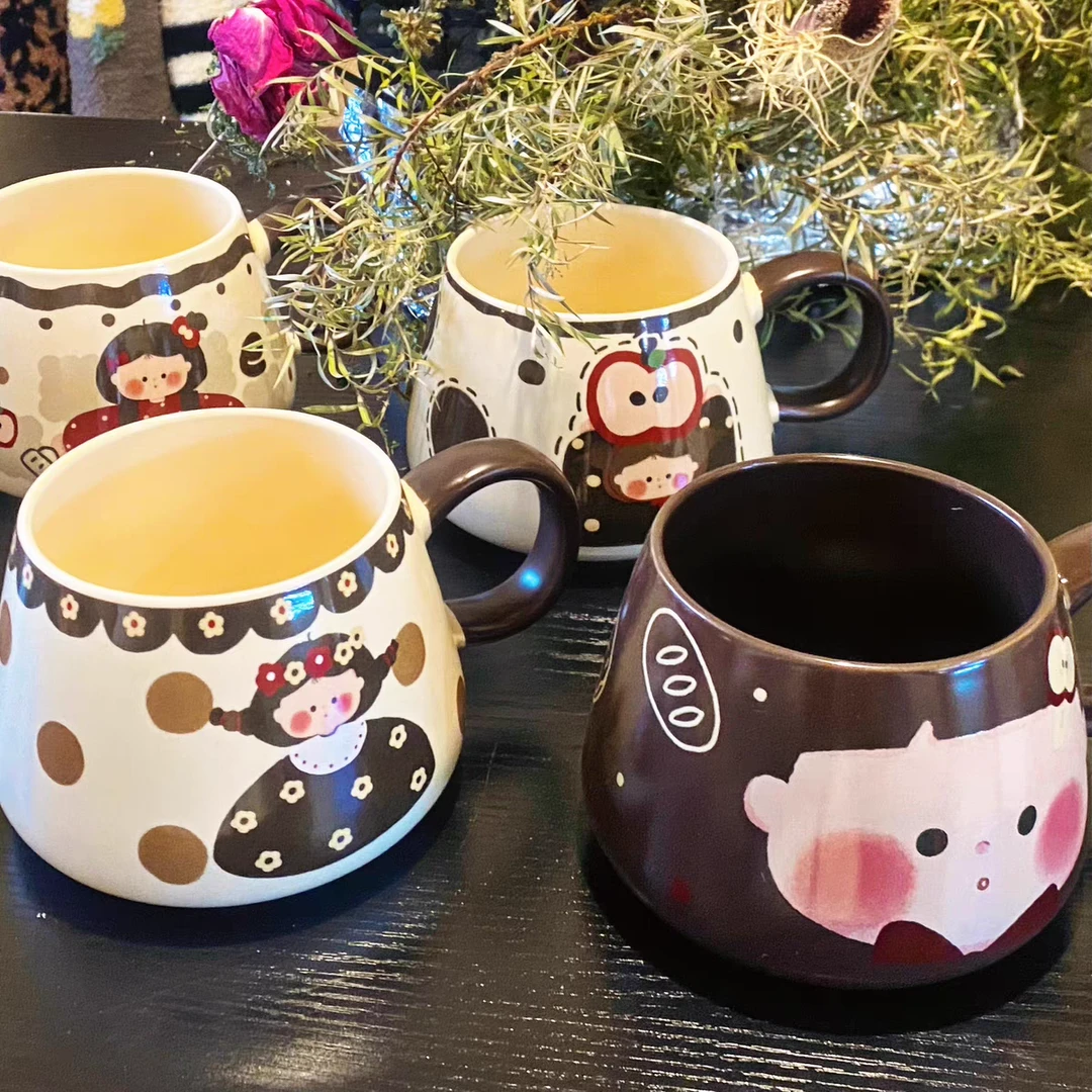 爱家优选草莓女孩可爱杯子家用喝水马克杯陶瓷杯咖啡杯