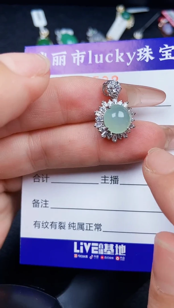 翡翠银S925镶嵌颈饰0532