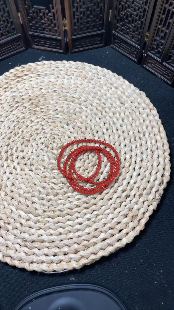 未镶嵌多圈南红玛瑙锦红多圈4+mm