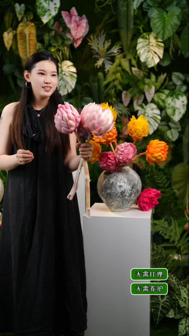 晴****?永生花洋蓟桃夭2枝