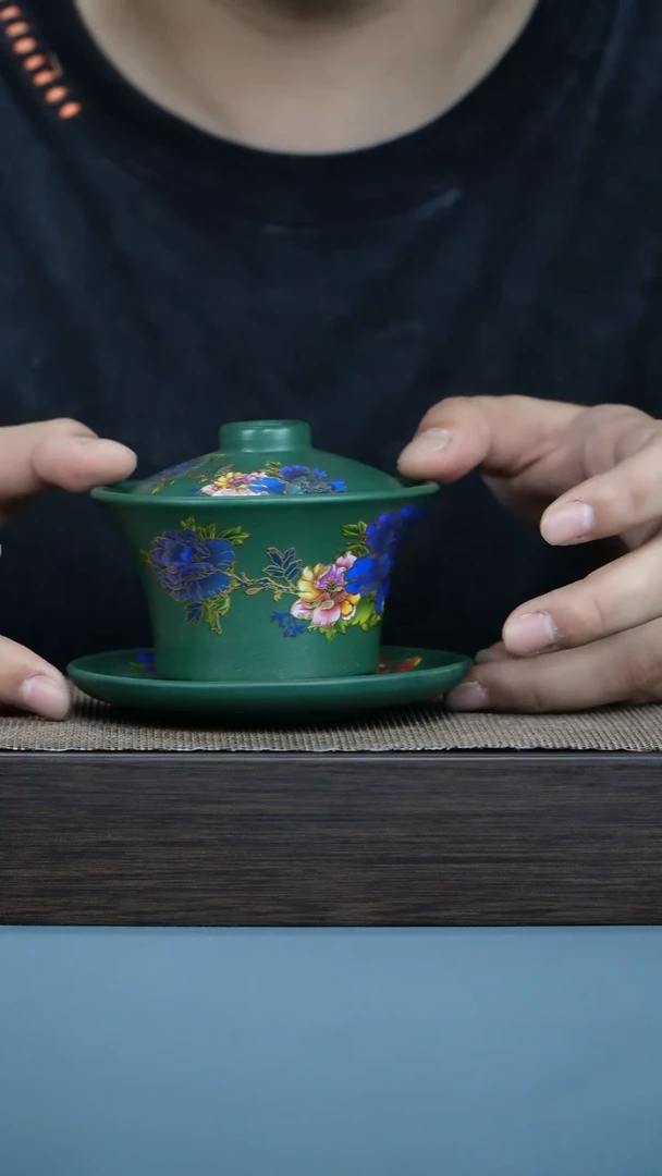 紫砂茶宠国色天香盖碗