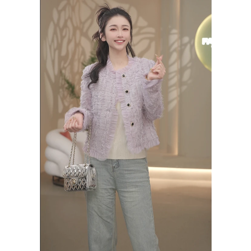 马克华菲女装春季长袖小香风短款时尚法式休闲外套 F51010A504 CC