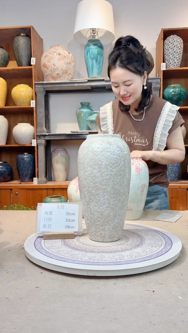 瓶 陶瓷花瓶  茶白 大号  正品